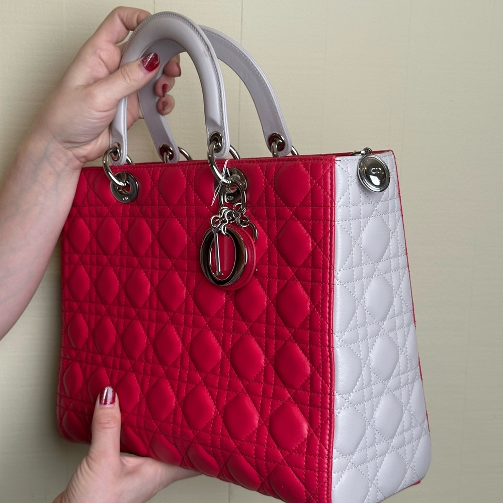 Dior large BiColor Lady Dior Bag - Picture 5 of 11